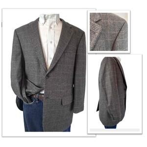 Tailors Row Finery Mens gray plaid Blazer‎ 44R Suit Jacket Sport Coat